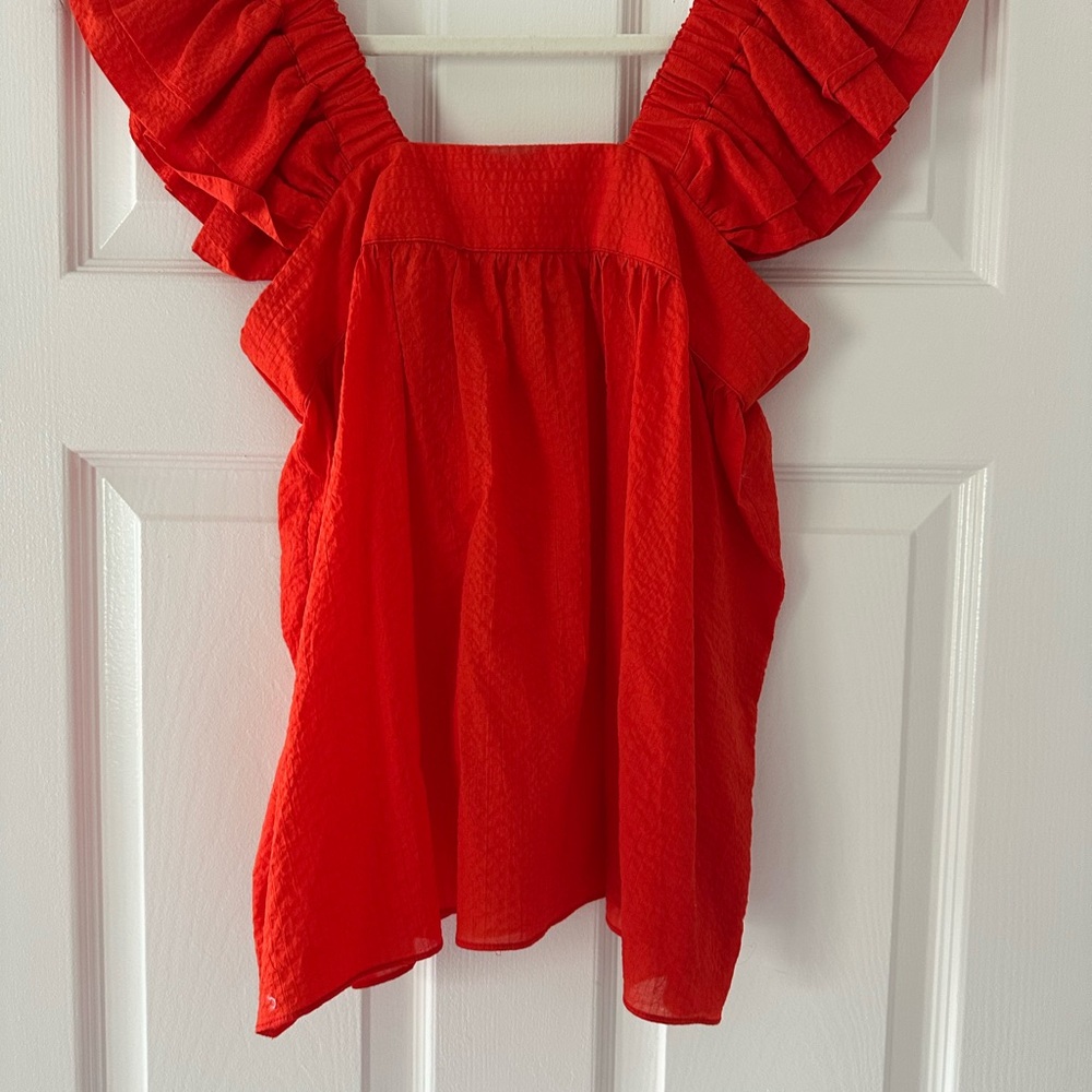 NWT Women's Red Ruffled Top